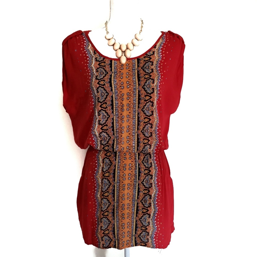 Angie | Sleeveless Cinched Waist Red Dress | Med